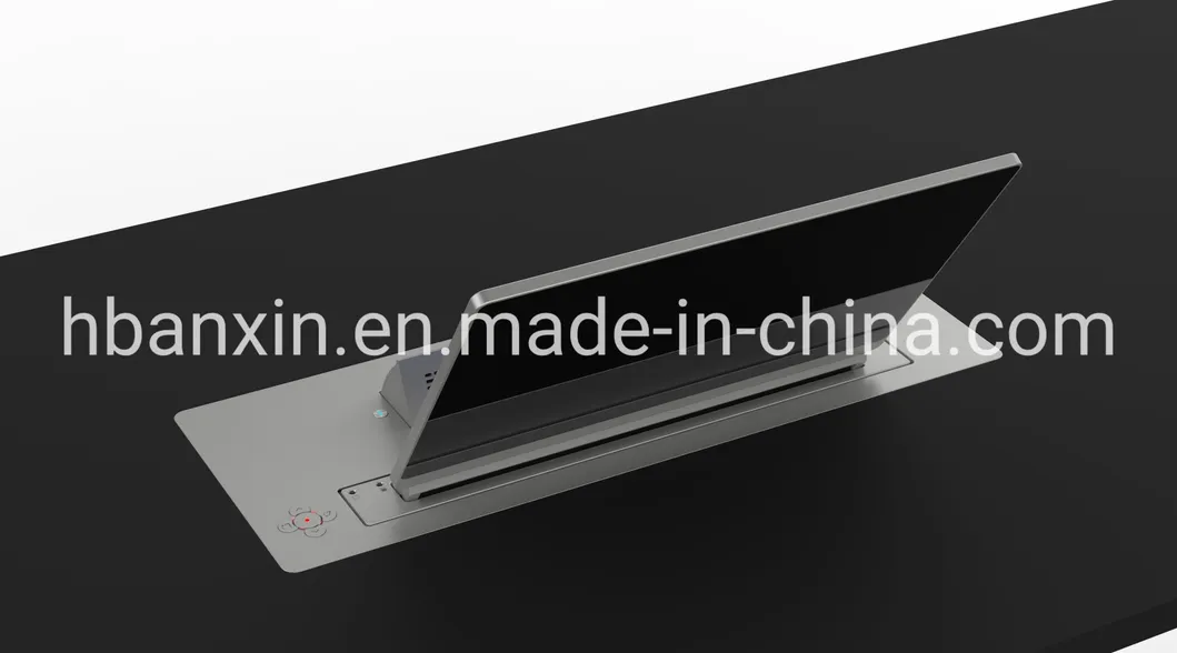 Ultra-Thin Motrized15.6′′/17.3′′ LCD Monitor Lift Integrated with Hidden Flip-up Array Microphone for Audio Video Conference System