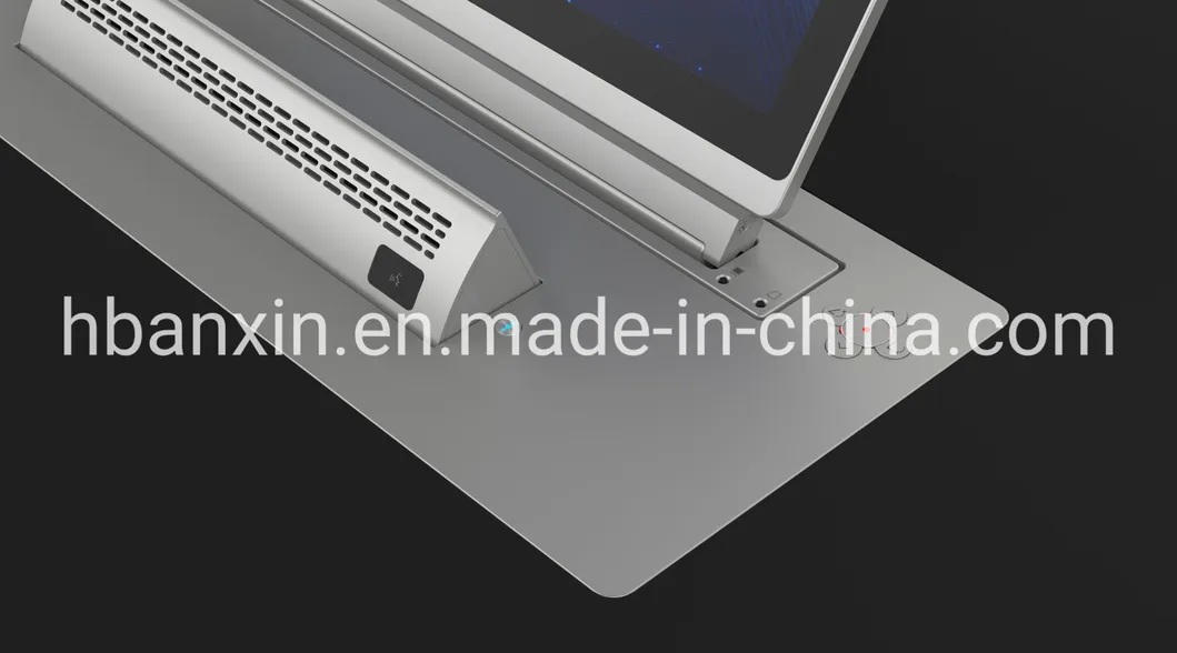 Ultra-Thin Motrized15.6′′/17.3′′ LCD Monitor Lift Integrated with Hidden Flip-up Array Microphone for Audio Video Conference System
