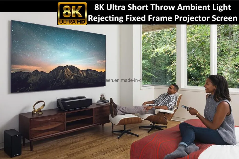 Ust Ambient Light Rejecting Projection Screen Ultra Thin Fixed Frame Alr Screen for 4K Laser Projector