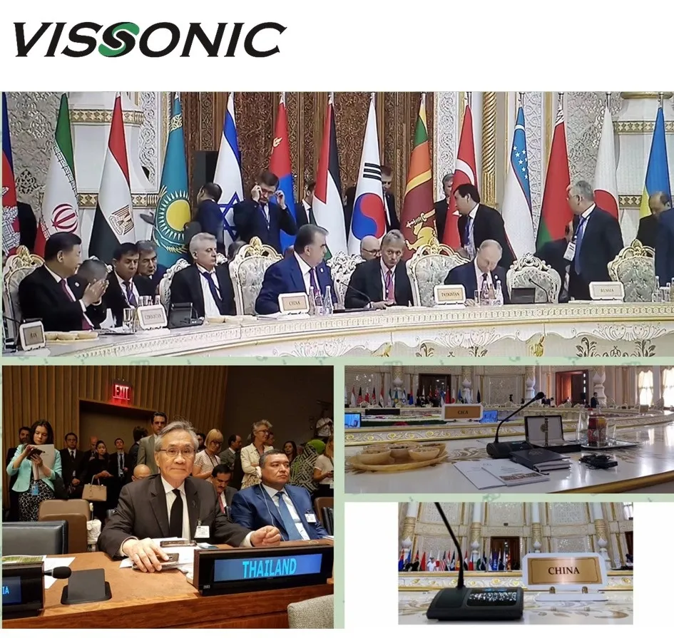 Vissonic Professional Multimedia Digital Conference System with Touch Screen Wired Microphone Gooseneck Microphone Conference System Desktop Microphone Audio