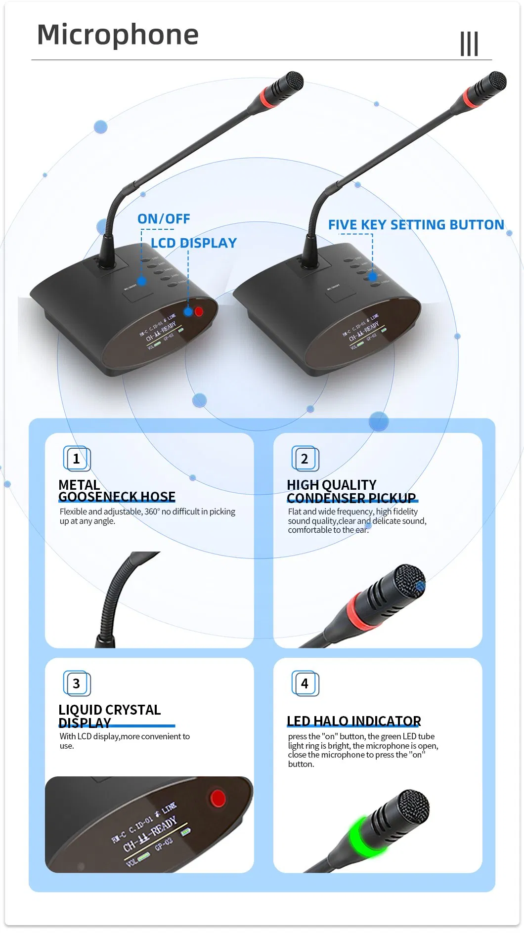 Wireless Conference System Microphone Vote Video Mini Microphones