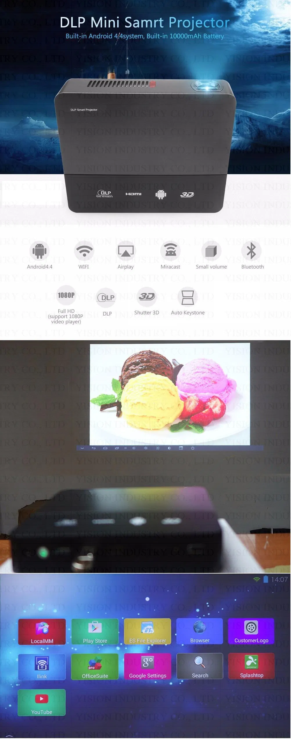 Yi-601 2017 Newest Model Mini Hot-Sell LED DLP Projector