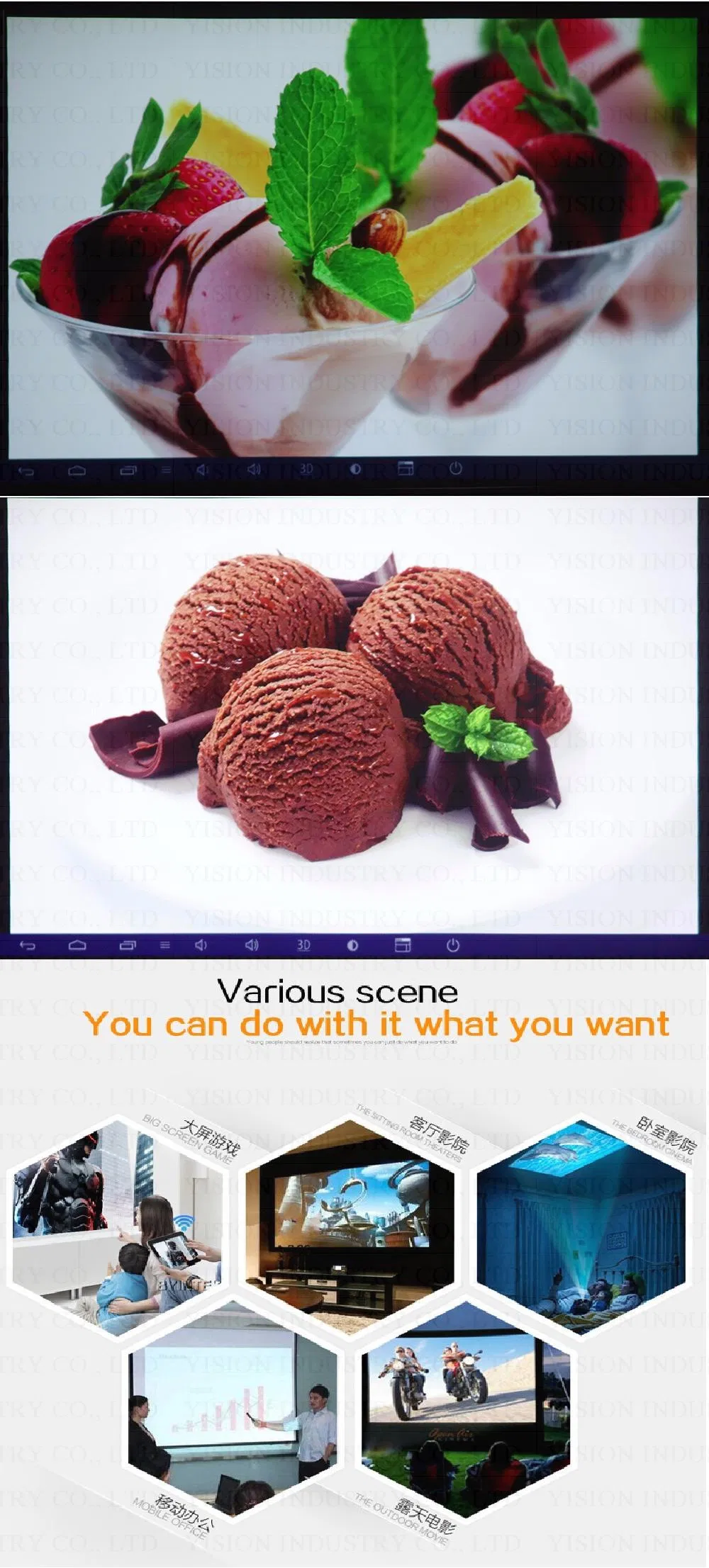 Yi-601 Mini DLP Projector Home Use Built-in Android Hot-Sell DLP Projector